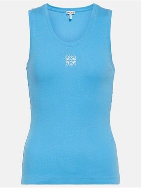 Loewe Sky-Blue Ribbed Tank with White Anagram